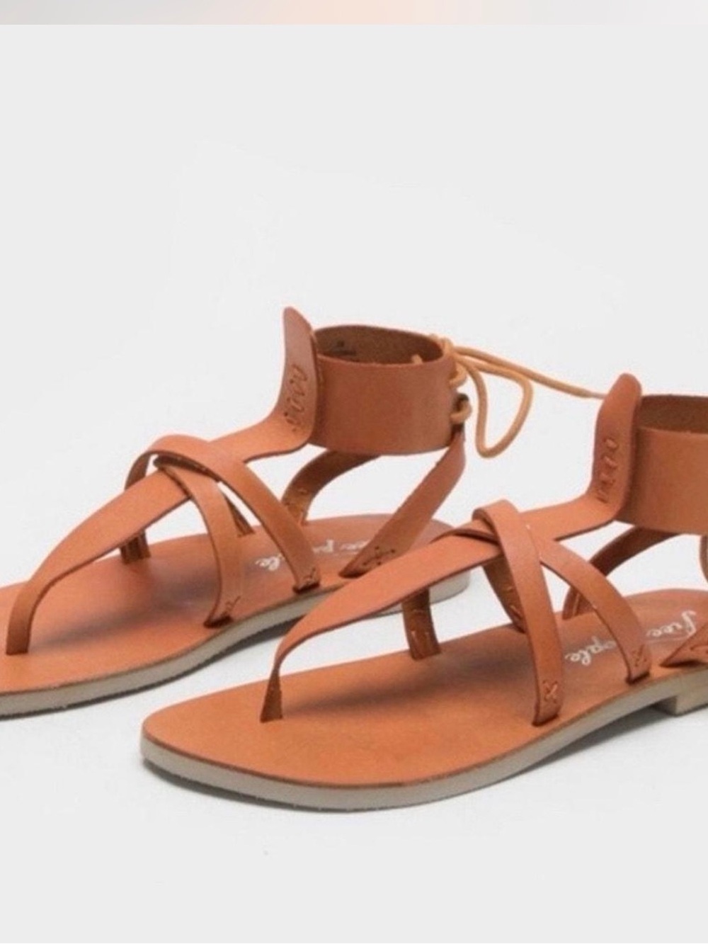 Free People Tan Women's Strappy Leather Gladiator Sandals
